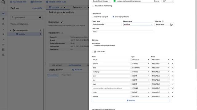 GCP Create BigQuery Schema permitting NULL data schema смотреть онлайн