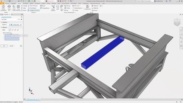 Что нового в Autodesk Inventor 2020. Усовершенствования генератора рам.