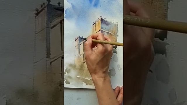 House. Watercolor in 3 colors | Дом. Акварель в 3 красками #watercolor #акварель #watercolour смотреть онлайн