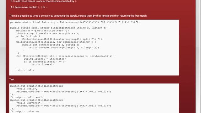 Finding longest regex match in Java? смотреть онлайн