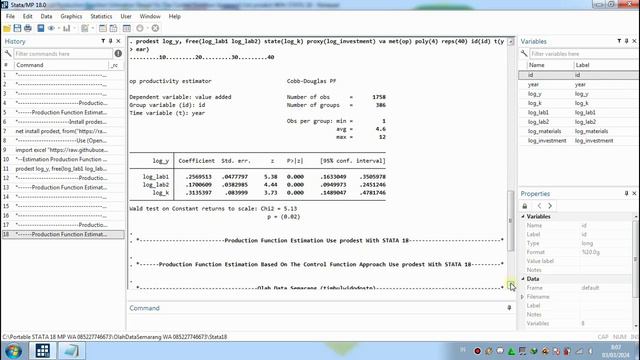 Production Function Estimation Based On The Control Function Approach STATA смотреть онлайн