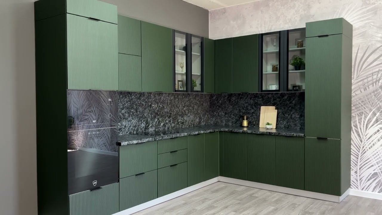 Новинка! Кухня "Фенис", фасады в оттенке 3Д Грин смотреть онлайн