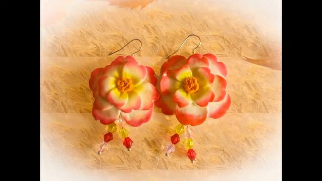 СЕРЬГИ-ЦВЕТЫ. Мои изделия из полимерной глины. EARRINGS-FLOWERS. смотреть онлайн