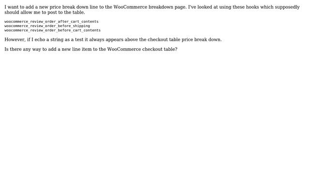 Wordpress: WooCommerce checkout page price break down table hook смотреть онлайн