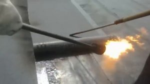 ТЕХНОНИКОЛЬ-Техноэласт Мягкая наплавляемая кровля. Ремонт дизельной горелкой.Кроющий слой.