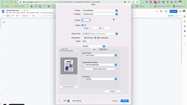 MacBook Air Printer Presets