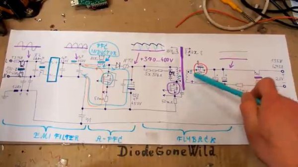Laptop power supply with PFC - teardown and repair (BOOM!)