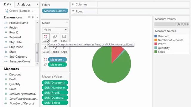 How to create a pie chart using multiple measures in Tableau смотреть онлайн