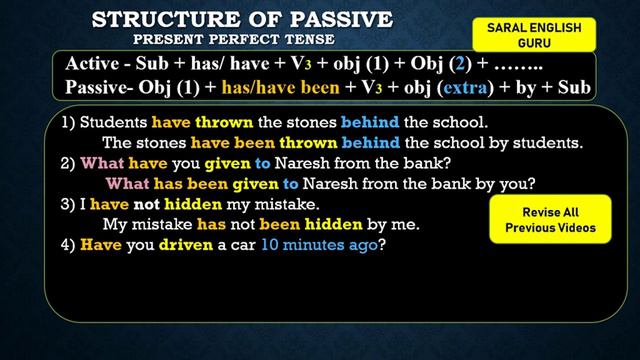 PASSIVE-PRESENT PERFECT-6, Mix Sentences ,,Aff-Neg-Int_wh-words смотреть онлайн