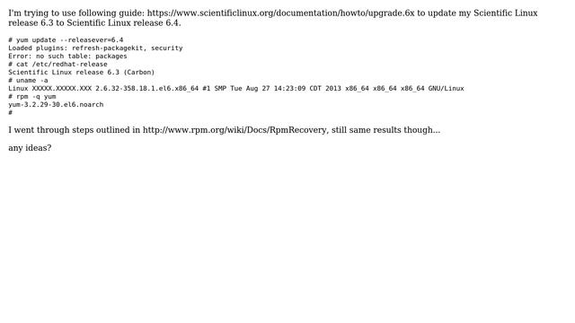 I'm getting "yum error no such table packages", how do I fix corrupted db? смотреть онлайн