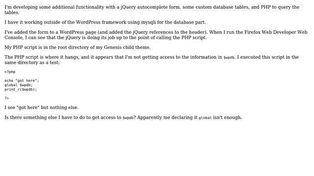 Wordpress: I'm not able to get access to $wpdb смотреть онлайн