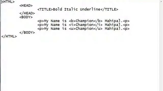 Learn HTML Tutorial 10 Bold Italic and underline tag with example смотреть онлайн