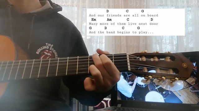 How to play The Beatles - yellow submarine on guitar смотреть онлайн