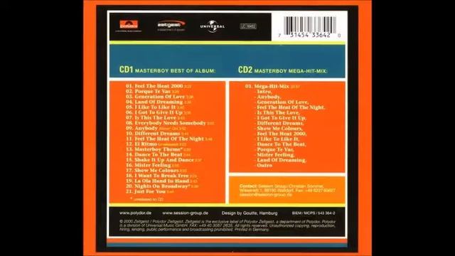 MASTERBOY  Best Of 1 CD  2000