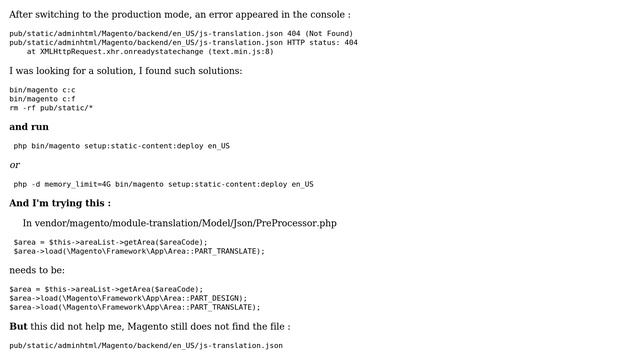 Magento: Magento 2: js-translation.json 404 (Not Found) on production mode смотреть онлайн