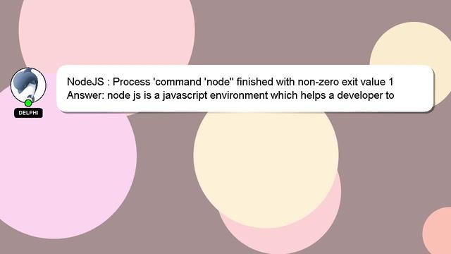 NodeJS : Process 'command 'node'' Finished With Non-zero Exit Value 1