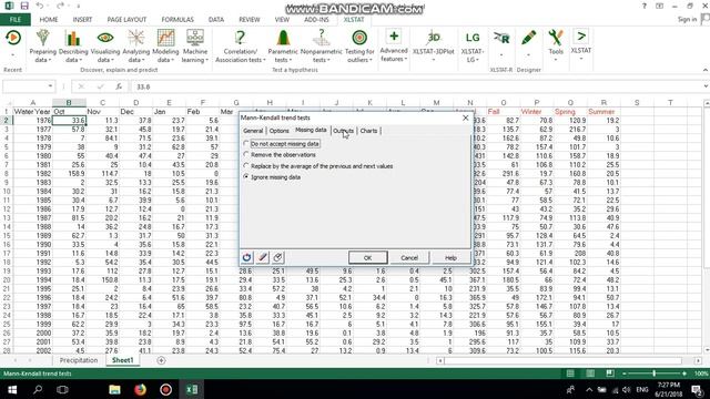 Mann Kendall Trend Tests in XLSTAT(Excel 2018) смотреть онлайн
