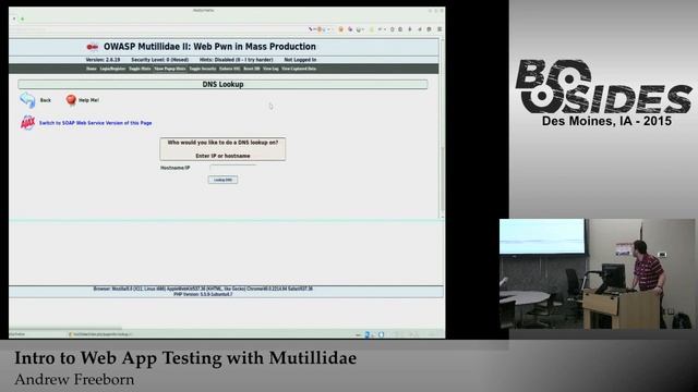 BSidesIOWA 2015 Track1: Intro to WebApp Testing with Mutillidae by Andrew Freeborn смотреть онлайн