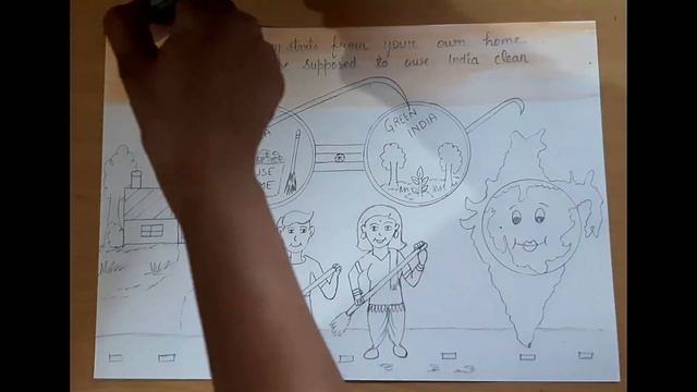Drawing on swachh bharat ll clean India drawing/poster ll Swachh Bharat poster making смотреть онлайн