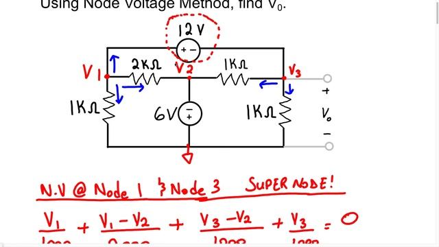 Node Voltage Method (Problem #25) - (Super Node #9) смотреть онлайн