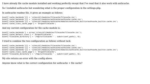 Drupal: Configuration Settings of Authcache + File Cache смотреть онлайн