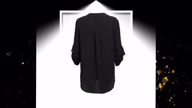 Большой двор Топы Для женщин v-образным вырезом шифон блузки 3/4 рукавом Женские рубашки смотреть онлайн