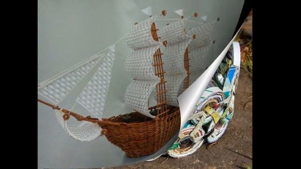 Много поделок из газет и журналов / Crafts from newspapers and magazines