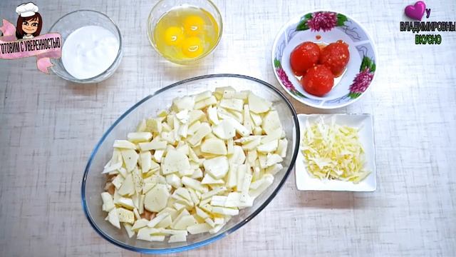 Картофельная запеканка с куриным филе под соусом смотреть онлайн