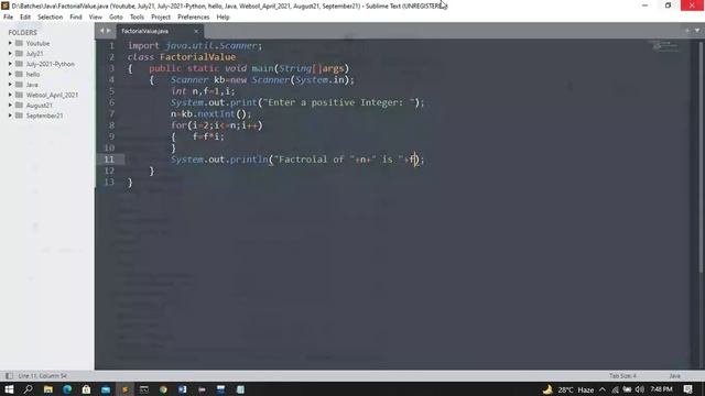 Java Program to Find Factorial of a Number смотреть онлайн