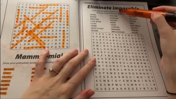ASMR with Wordsearch Puzzles - Tracing + Whispering