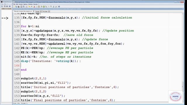 Molecular Dynamics simulation (NVT) (full code in SCILAB) via Lennard Jones potential : Part-2 смотреть онлайн
