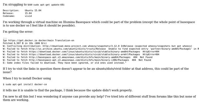 Unix & Linux: Installing Docker on Ubuntu 15.04, failure to update смотреть онлайн