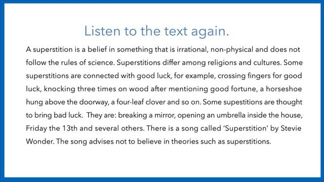 ОГЭ / ЕГЭ Speaking task 1 - read aloud. Superstitions. Текст о сувериях смотреть онлайн