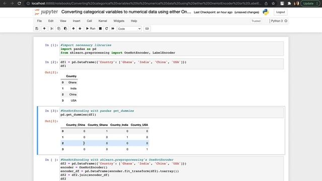 Converting categorical variables to numerical data using OneHotEncoder and LabelEncoder смотреть онлайн