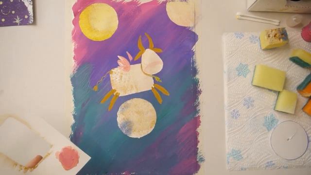 Крылатый бычок в космосе//Интересный рисунок смотреть онлайн