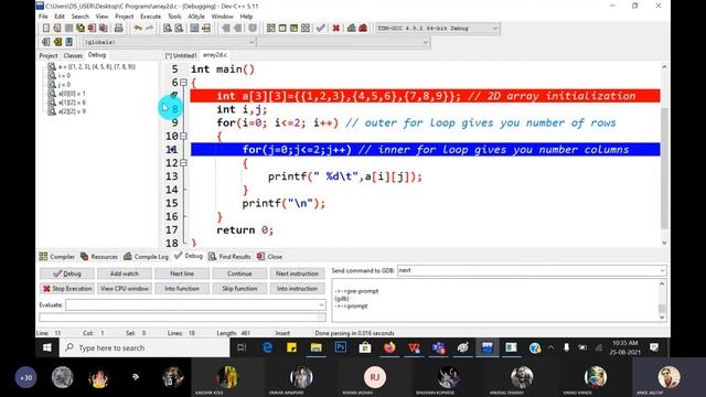 Lecture 13: 2D array in C language смотреть онлайн