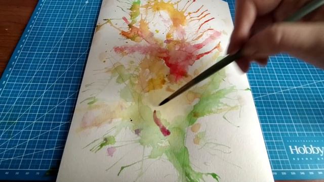 Рисуем гладиолус - техника брызг - акварельный скетчинг смотреть онлайн