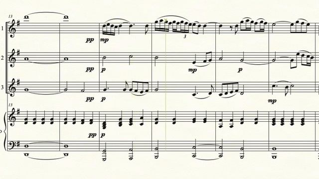 Morricone - Gabriel's Oboe for 3 flutes and piano - play along with a virtual ensemble (Flute 1) смотреть онлайн