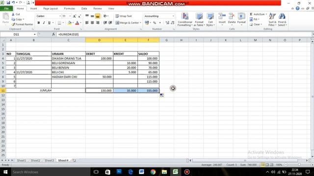 Membuat Microsoft Excel Debet, Kredit, Saldo (Ms. Excel) смотреть онлайн