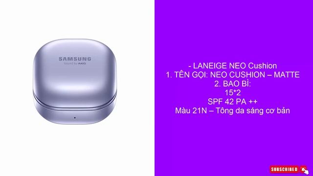 Tai Nghe Bluetooth True Wireless Samsung Galaxy Buds Pro và LANEIGE NEO Cushion смотреть онлайн