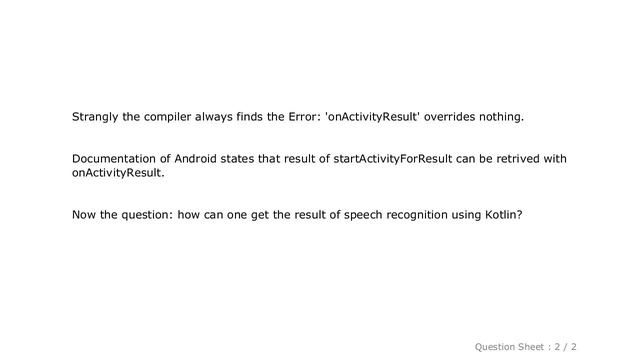 Android : Error: onActivityResult overrides nothing смотреть онлайн