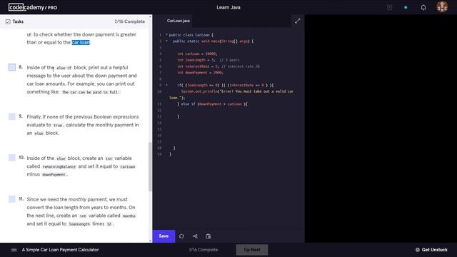 Learn Java - 4.3 Car Loan Payment Calculator Project Codecademy Walkthrough смотреть онлайн