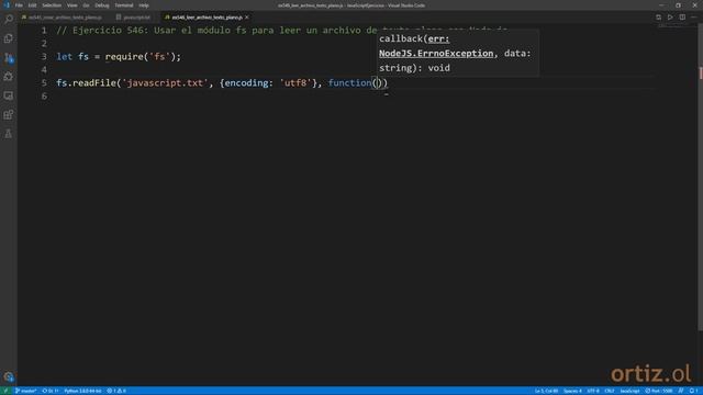 JavaScript - Ejercicio 546: Usar el Módulo fs para Leer un Archivo de Texto Plano con Node.js смотреть онлайн