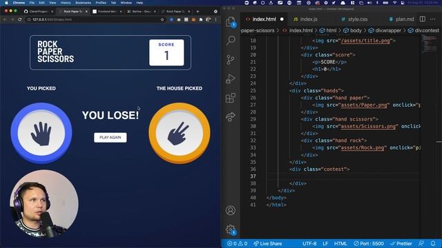 Build a Rock Paper Scissors Game with JavaScript, HTML, & CSS смотреть онлайн