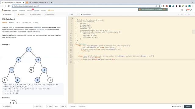 树的路径和2 Leetcode 113. Path Sum II in Java смотреть онлайн