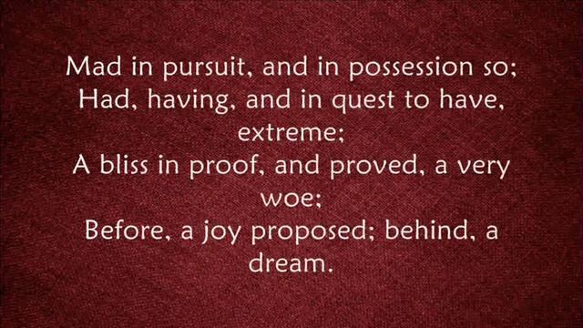 Sonnet 129 by William Shakespeare - The Expense of Spirit in a Waste of Shame смотреть онлайн