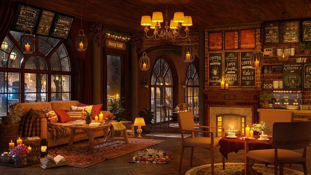 ❄ Snow Warm Winter Coffee Shop Ambience - Relaxing Jazz Piano Music for Study, Sleep & Chill смотреть онлайн