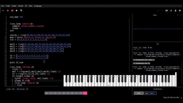 Sonic Pi Daily - Ep 35: "Pocahantas" (Neil Young) [melody + chords] смотреть онлайн