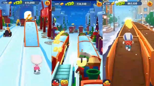Gold Run - Splashy Tom VS Bus Rush Subway surf and Talking Angela VS Hawallan hank смотреть онлайн