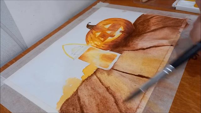 Праздничная тыква.Акварель.Halloween. Festive pumpkin. Watercolour смотреть онлайн